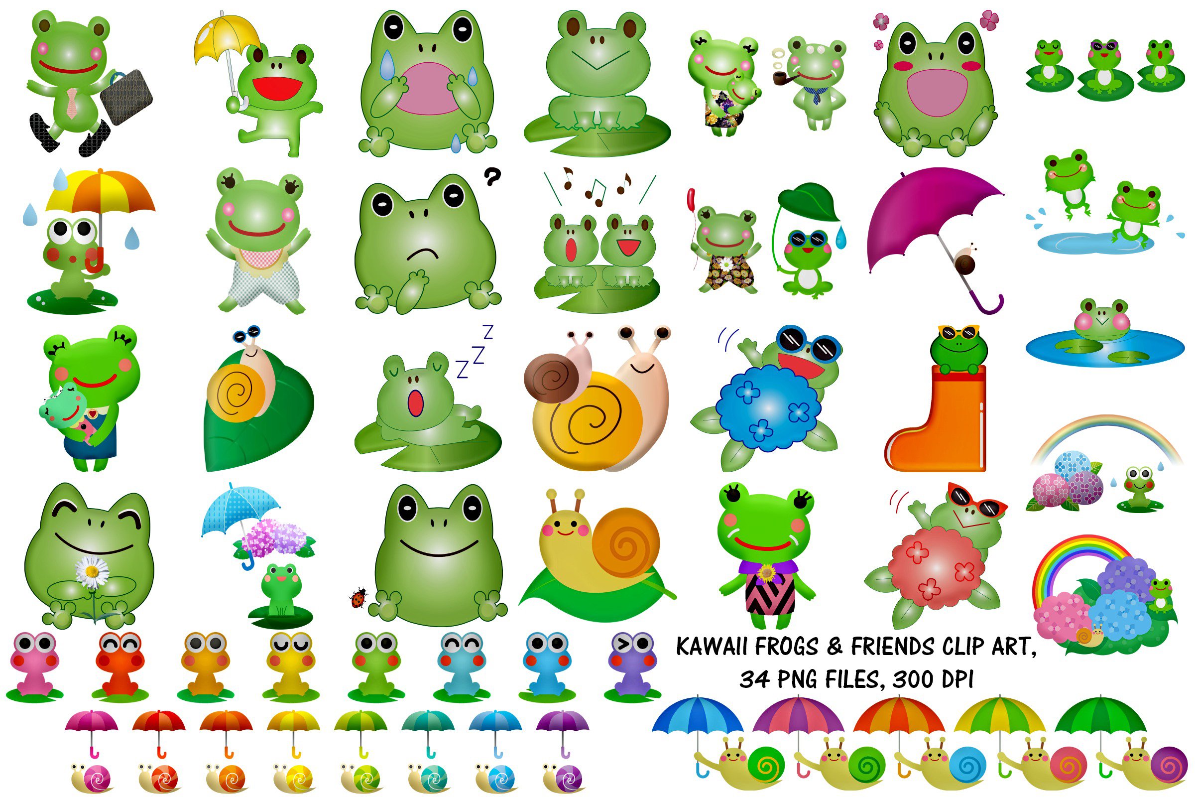 Premium Vector Clipart - Kawaii Frogs - Cute Frog Clipart Set - High  Quality Vectors - Instant Download - Kawaii Clipart