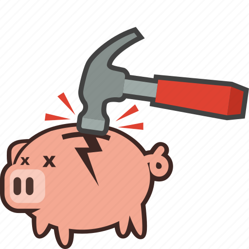 broken piggy bank clipart