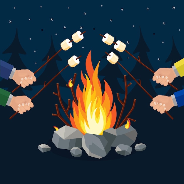 Roasting Marshmallows Silhouette Clip Art
