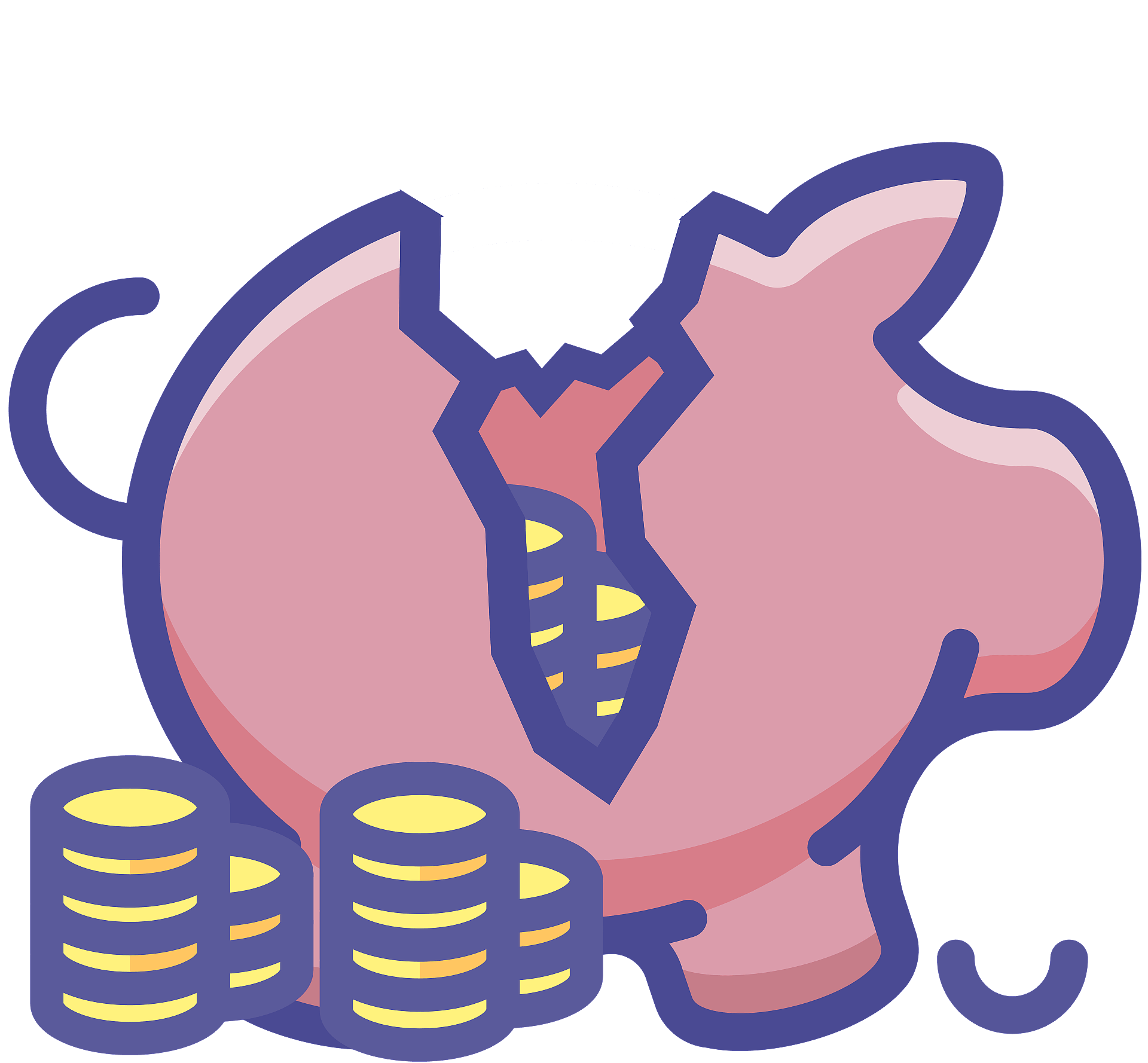 broken piggy bank clipart