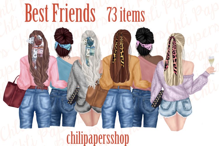 Best Friend Clipart, Girls Clipart, Mug Graphic by NatashaPrando 