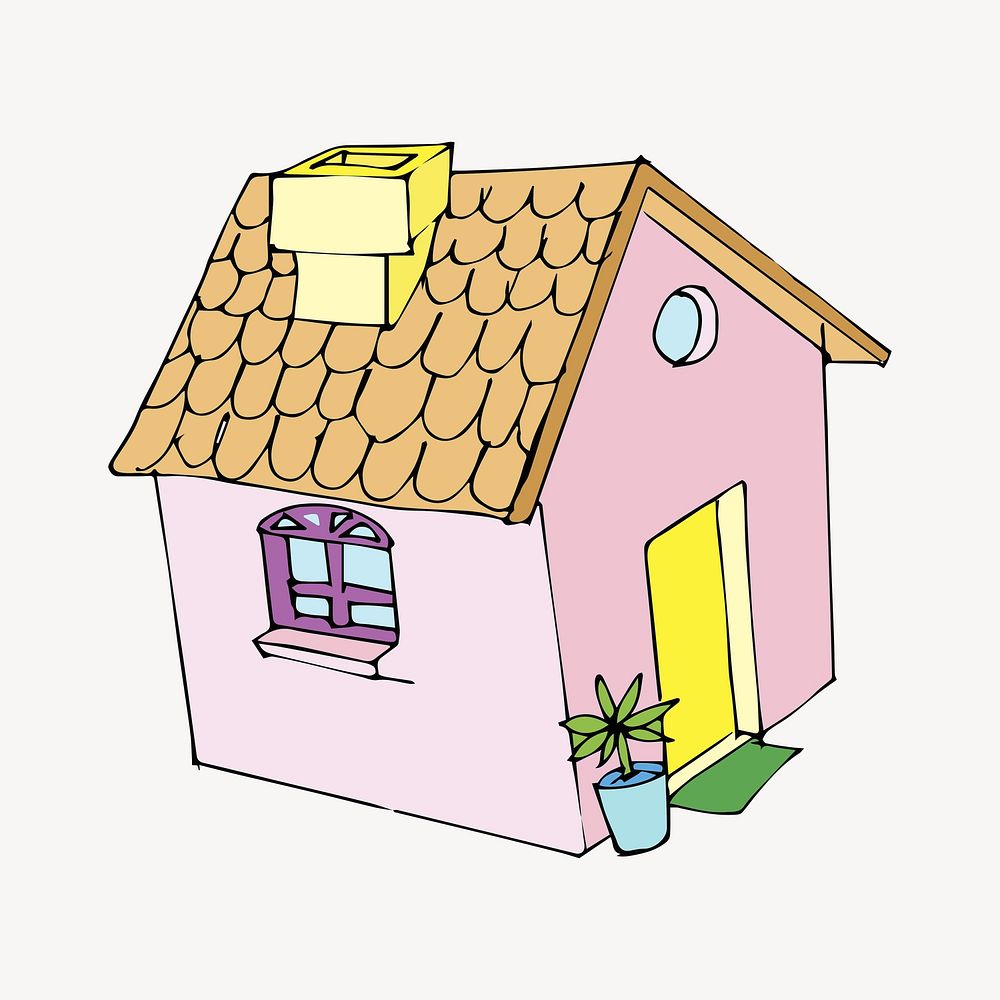 house-monochrome-flat-vector-object-small-residential-building-clip