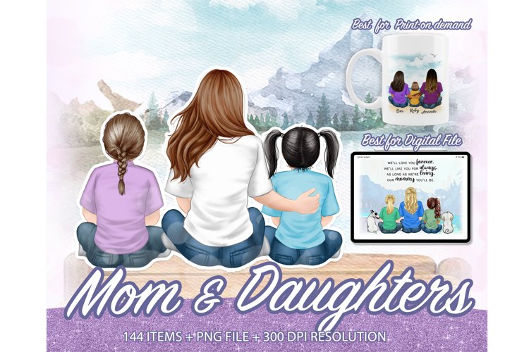 mom and daughter clipart