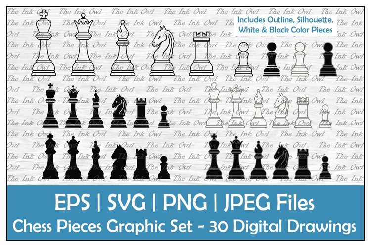 Chess Pieces SVG Clipart - Lydia Hawk Designs