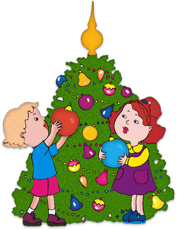 decorating christmas tree clipart