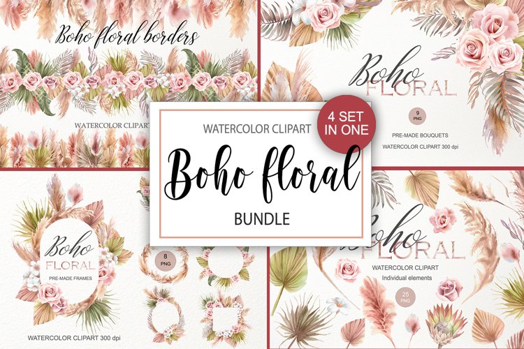 boho floral clipart