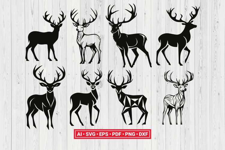 reindeer silhouette clipart black and white