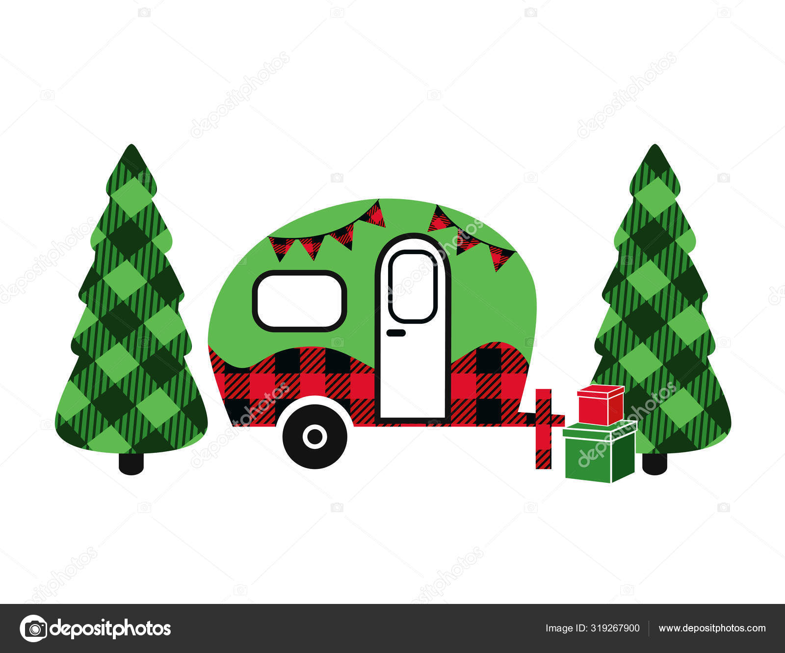 buffalo plaid christmas clipart