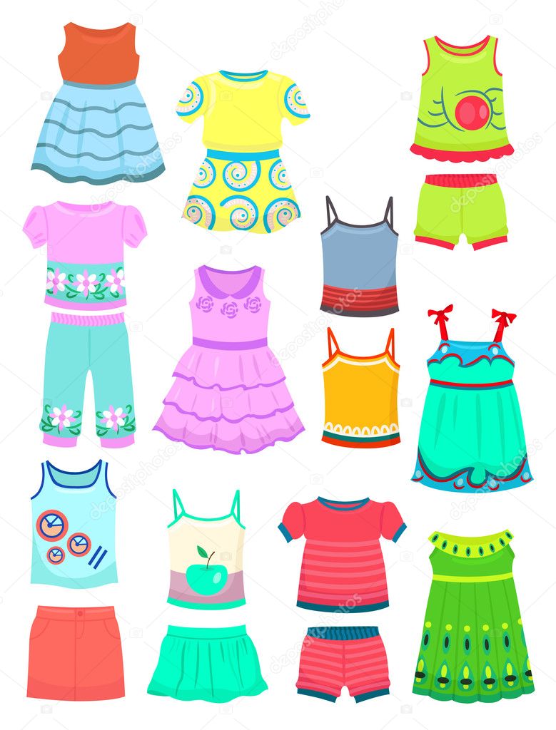 Summer kid clothes set for a boy and a girl image clipart - Clip Art Library