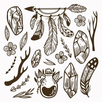boho clipart black and white