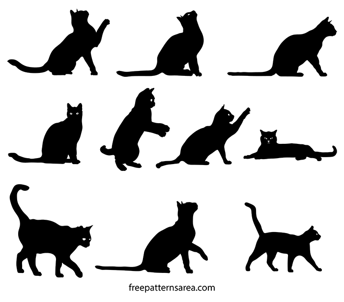 cat clipart image, black sillhouette - free svg file for members 
