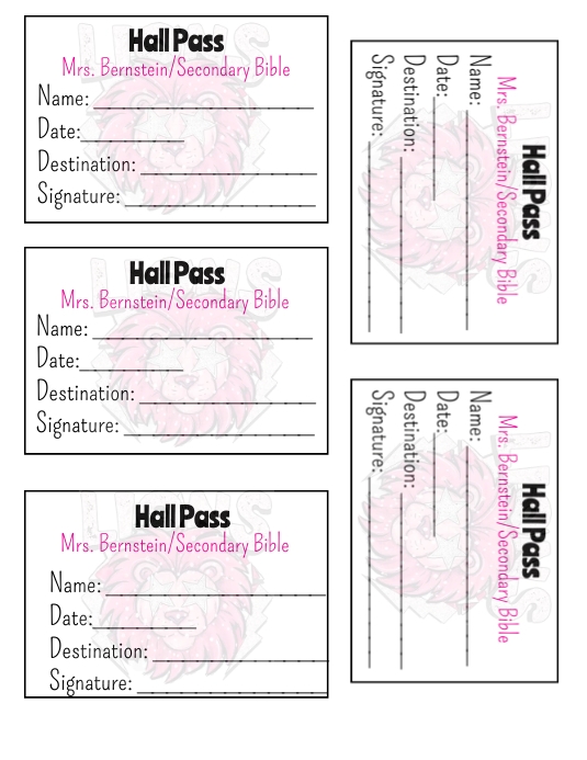 Printable Hall Passes | TPT - Clip Art Library