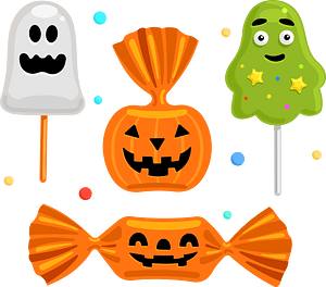 Halloween clipart elements with bats pumpkin Vector Image