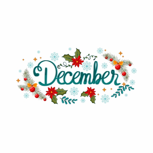 Hello December Vector Art PNG, Hello December Month Hand Lettering ...