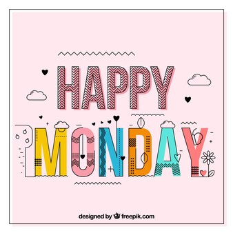 Monday Week Day Doodle Stitch Text Lettering 3272367 Vector Art at ...