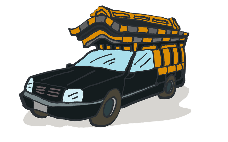 Hearse icon in cartoon style isolated on white background. Funeral 