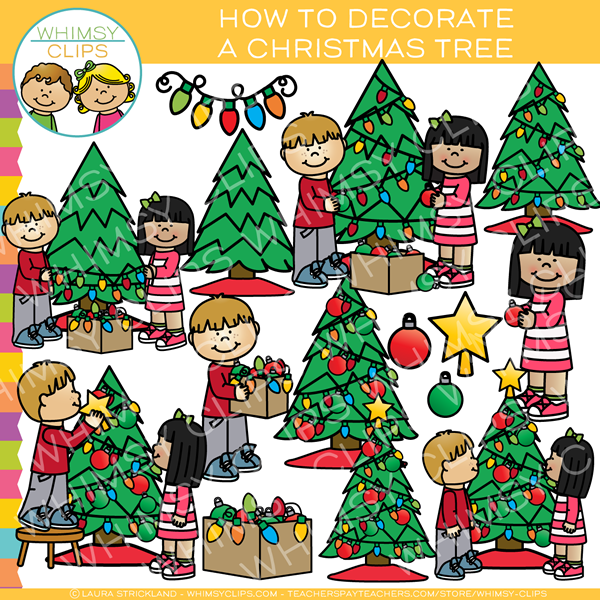 decorating christmas tree clipart