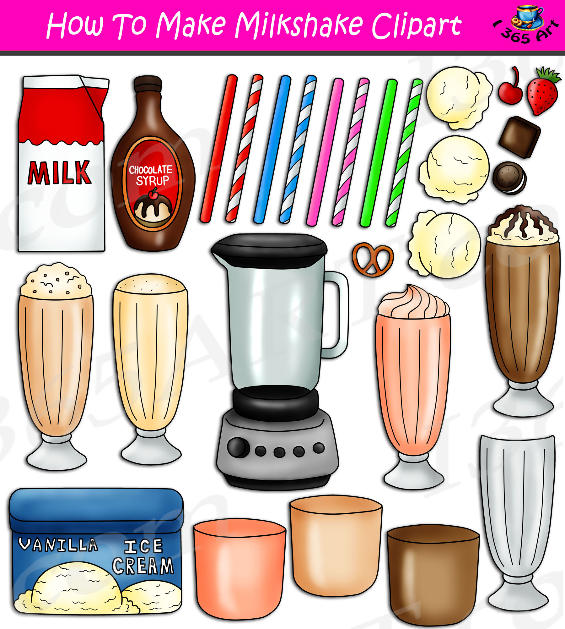 Cupcake and Milkshake Clip Art Set Graphic by hai.starin 