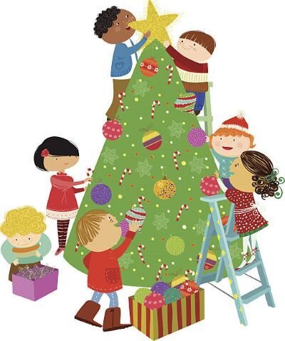 decorating christmas tree clipart