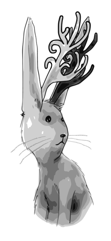 Vintage clipart Jackalope, Instant Download Retro drawing Rabbit 