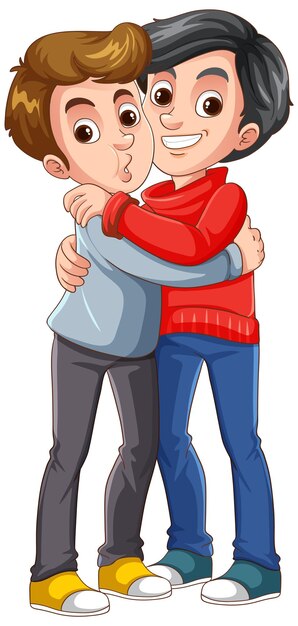 Little Kid Hug Best Friend And Feel Happy Royalty Free SVG - Clip Art ...