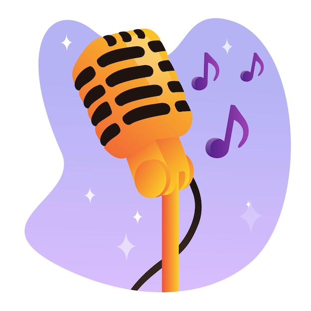 Gray and black condenser microphone, Microphone Karaoke Bar Night