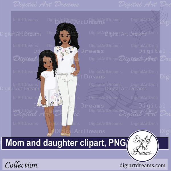 mom and daughter clipart