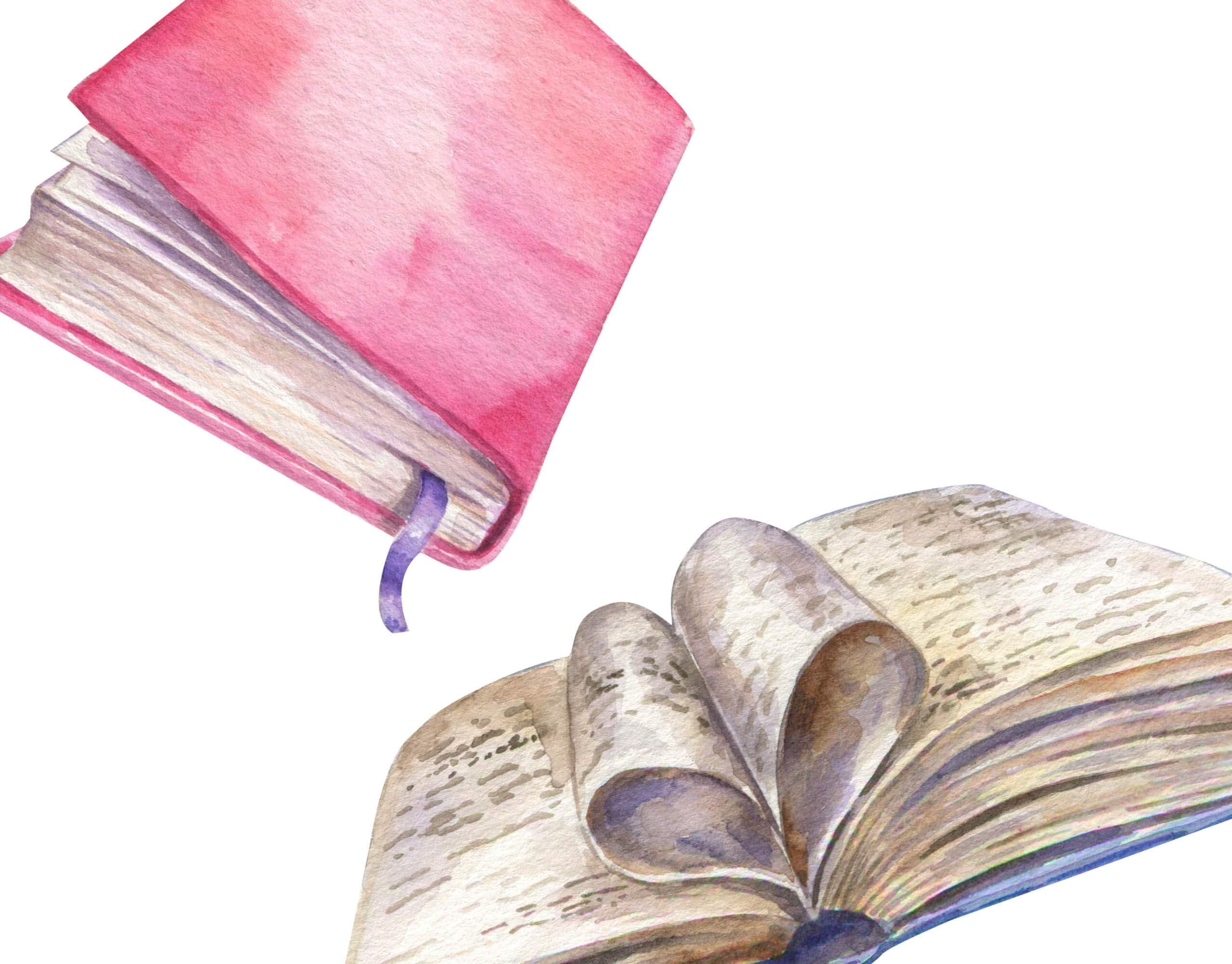 Watercolor vintage books clipart. Reading PNG (1112217)