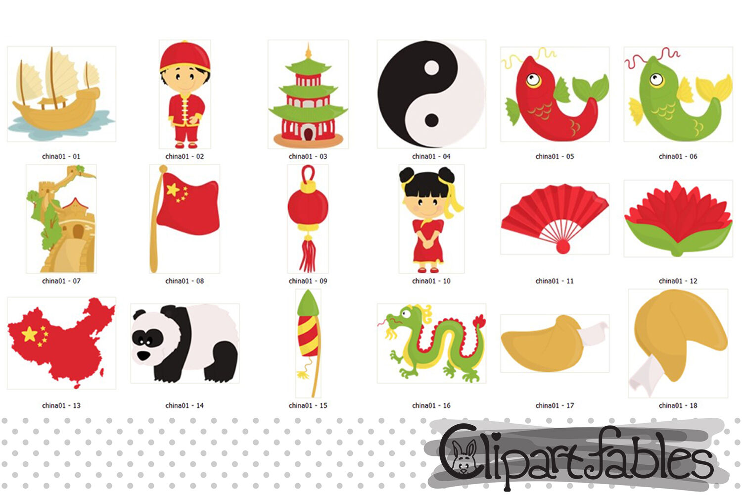 Chinese Paper Lanterns Clip Art Set