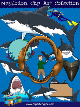 Premium Vector | Prehistoric underwater shark megalodon with fins