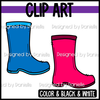 Rain Boots / Rubber Boot Outline, Silhouette & Color Clipart - Clip Art ...