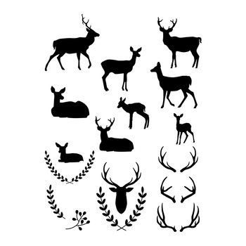 reindeer silhouette clipart black and white
