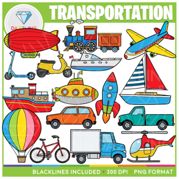 Transport Clipart Multicolor Clipart Kids Clipart Digital - Etsy - Clip ...