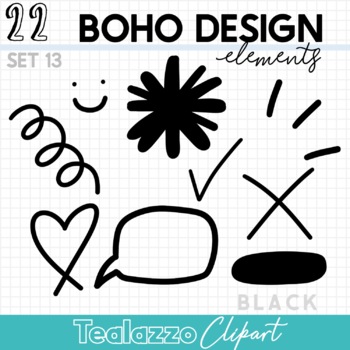 boho clipart black and white
