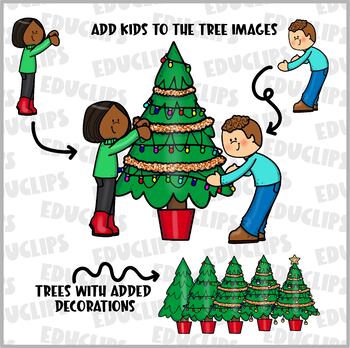 decorating christmas tree clipart