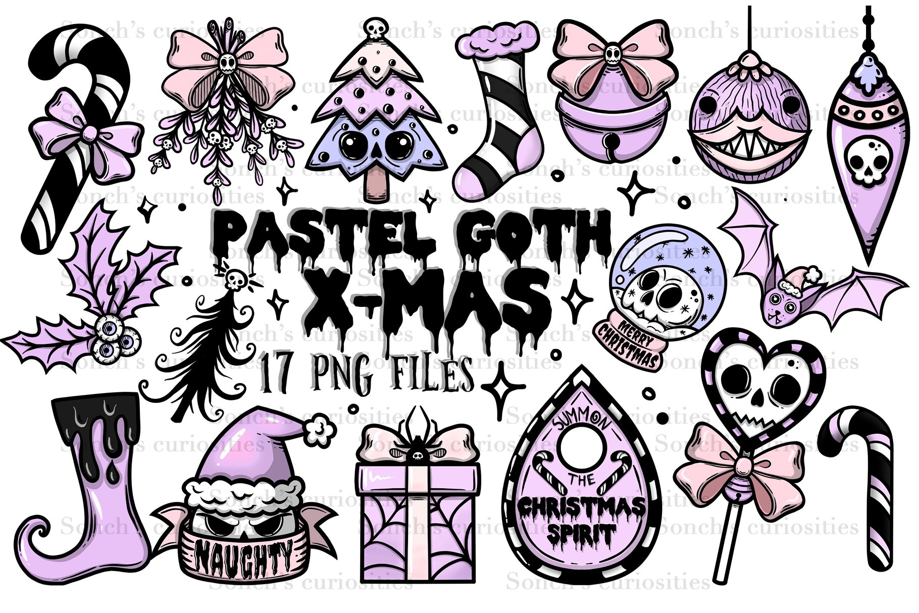 Pastel Goth Halloween Creepy Clipart Set - Design Cuts