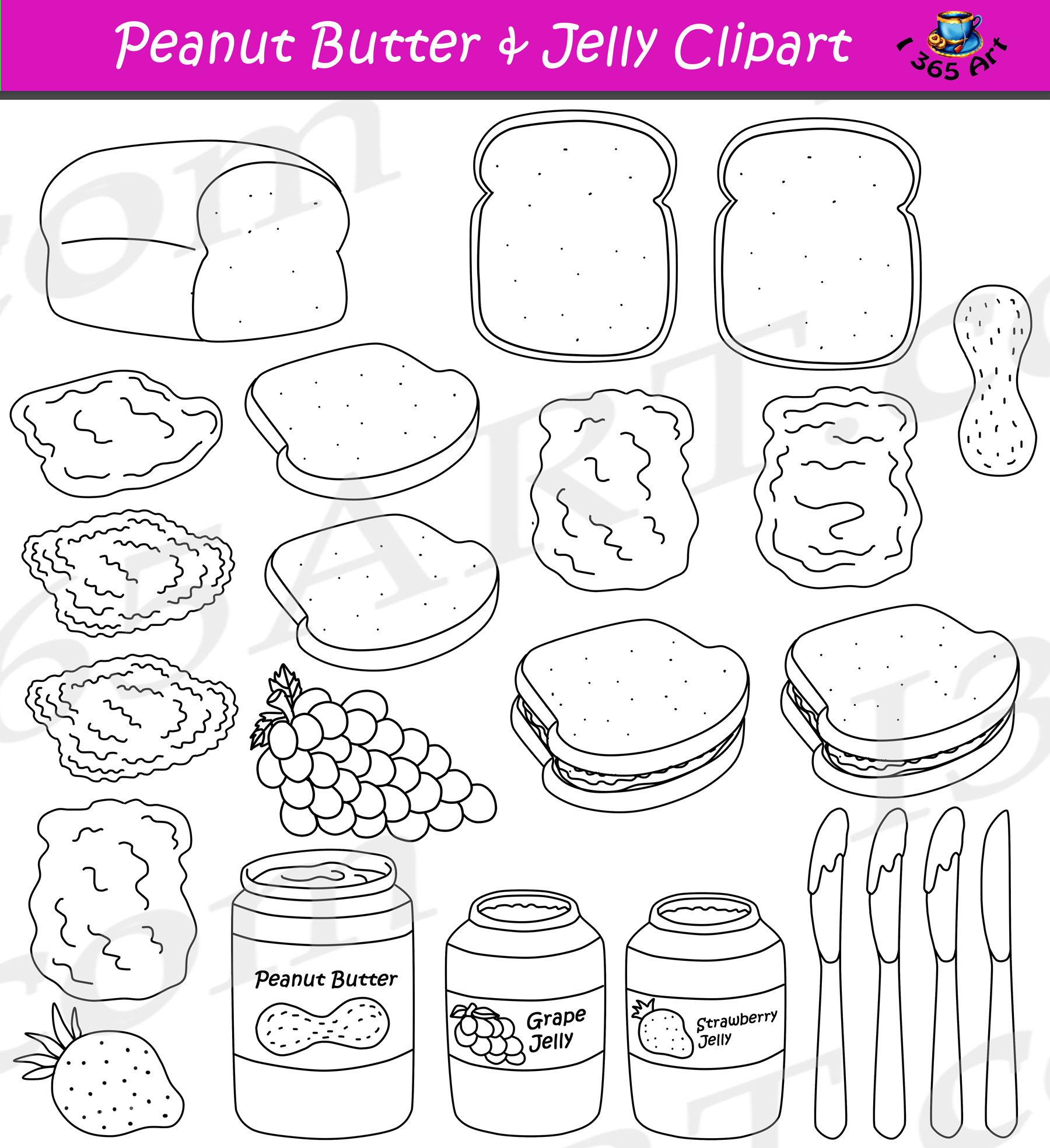 Huge Peanut Butter &amp; Jelly Sandwich Collection. CS2, eps, &amp; high 