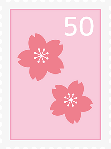 Doodle Postcard Postage Stamp Clipart, Hand drawn Flowers