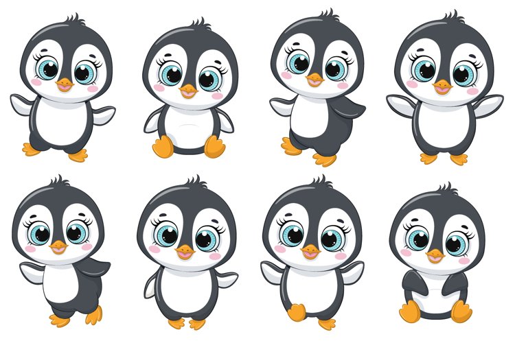 Penguin Clipart - 17 Penguins Clipart: SVG, Outline, JPG