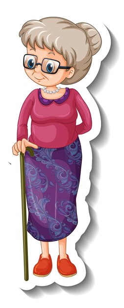 Cartoon Old Woman With A Cane Royalty Free SVG, Cliparts, Vectors ...