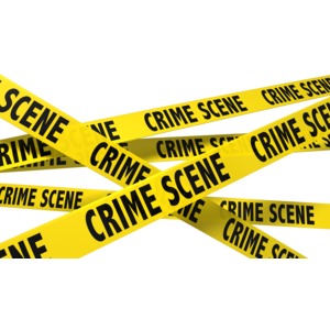 Yellow Caution Crime Scene Tape Criss Crossed Isolated on a White ...