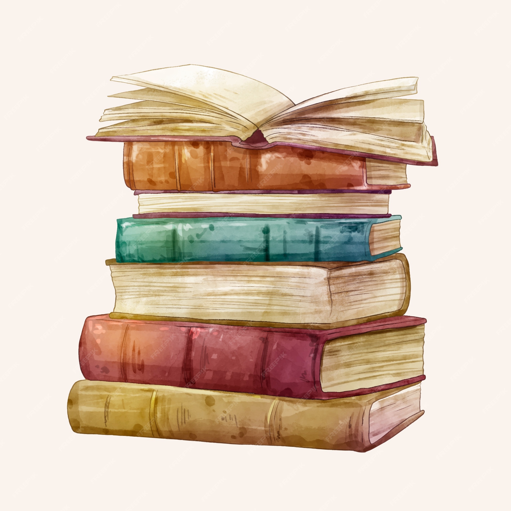 Watercolor books clipart. Vintage books