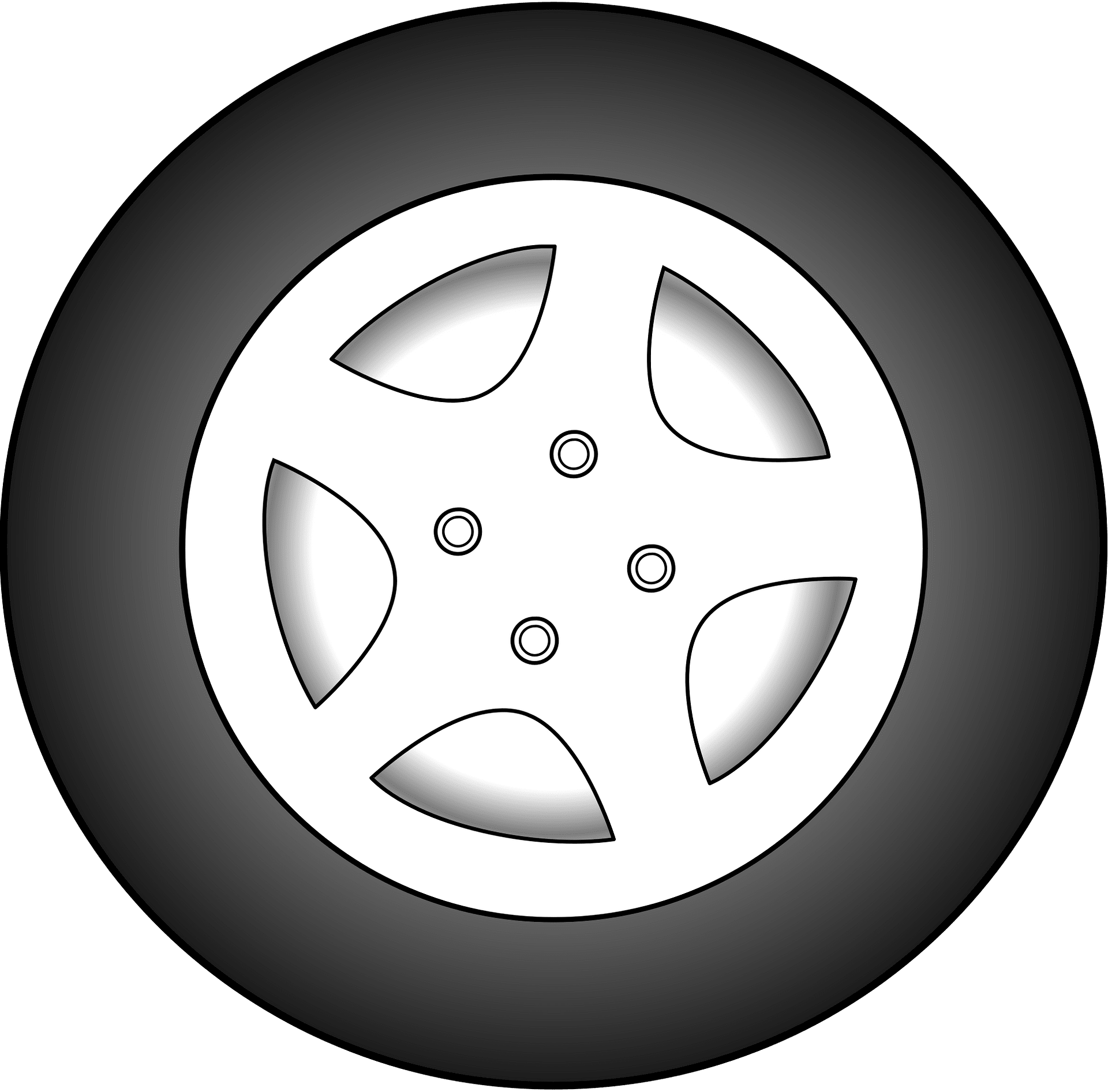 Car Vehicle Or Automobile Tire Alloy Wheel With Rim Line Art Clip