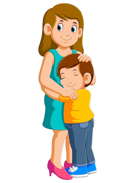mother and son clipart