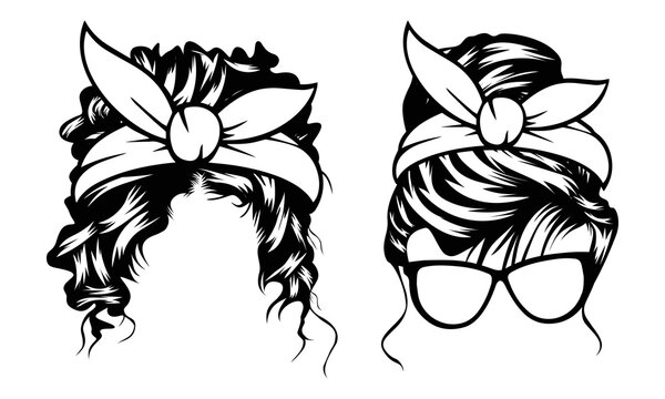messy bun clipart free