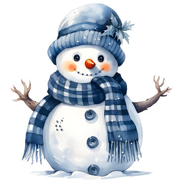 Snowman with Blue Hat Clipart​