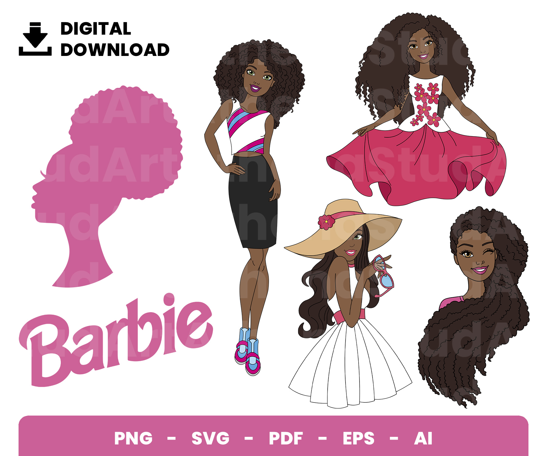 Afro Black Barbie 3 Inch Cut Out Die Cut DIY Barbie Birthday 24 EBay 