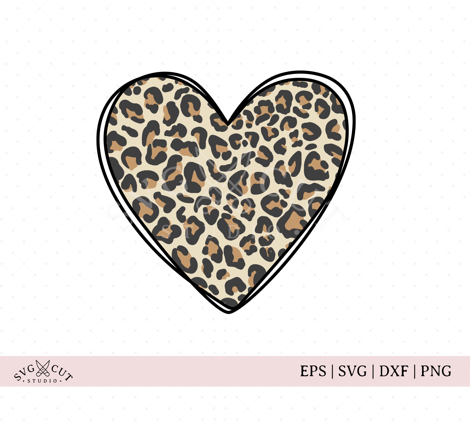 Leopard Heart Svg, Leopard Hand Drawn Heart Svg, Cheetah Spots Svg