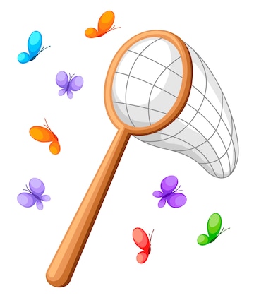 Cute Cartoon Butterfly Net Clipart Page Stock-vektor (royaltyfri