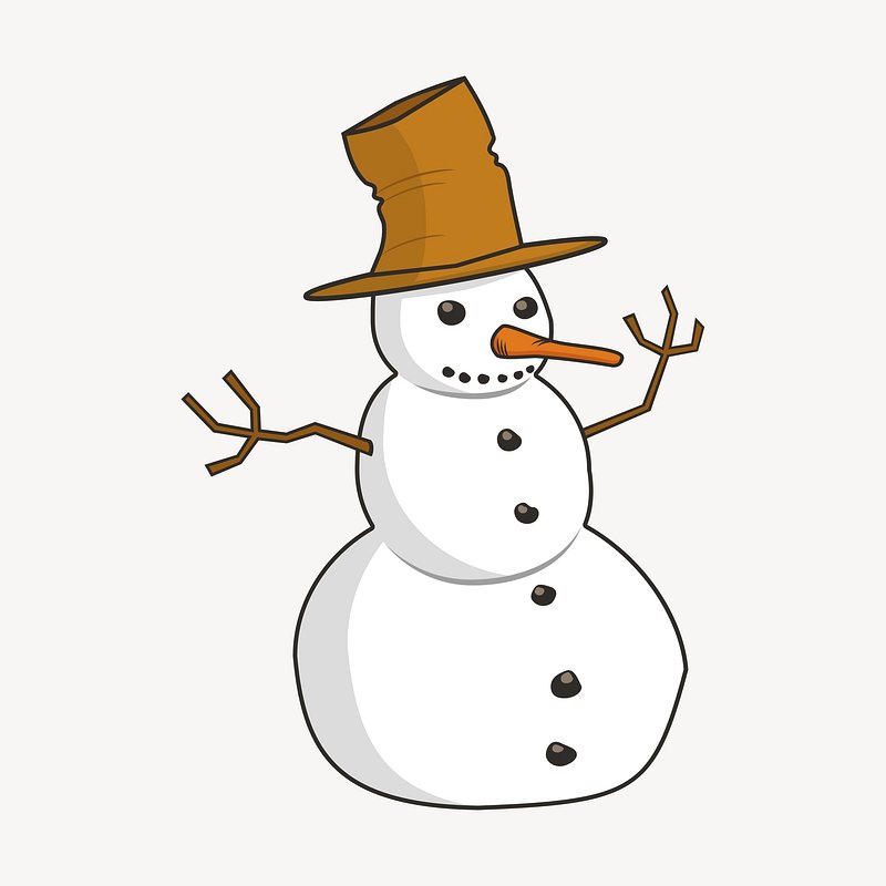 Holiday Outline Clipart-snowman with carrot nose